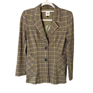 CAbi Women's Plaid Blazer - Black and Tan Size 0 Office Preppy Fall Checkered